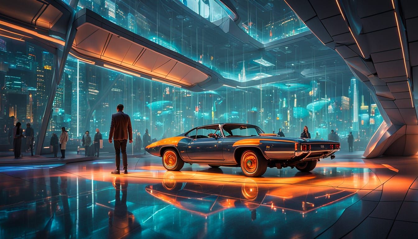 Cyberpunk Museum of Tomorrow in Elegant, Metallic Style