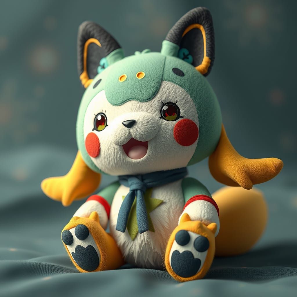 Adorable Anime Chikowa Stuffed Toy in Vibrant 3D Art