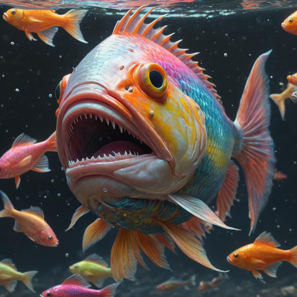 Laughing Alien Fish in Hiroshi Yoshida Style