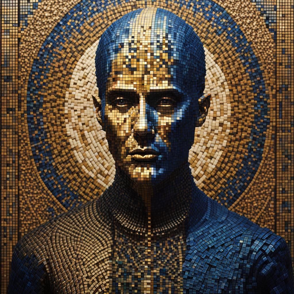 Fibonacci Mosaic Humanoid in Detailed Matte Painting