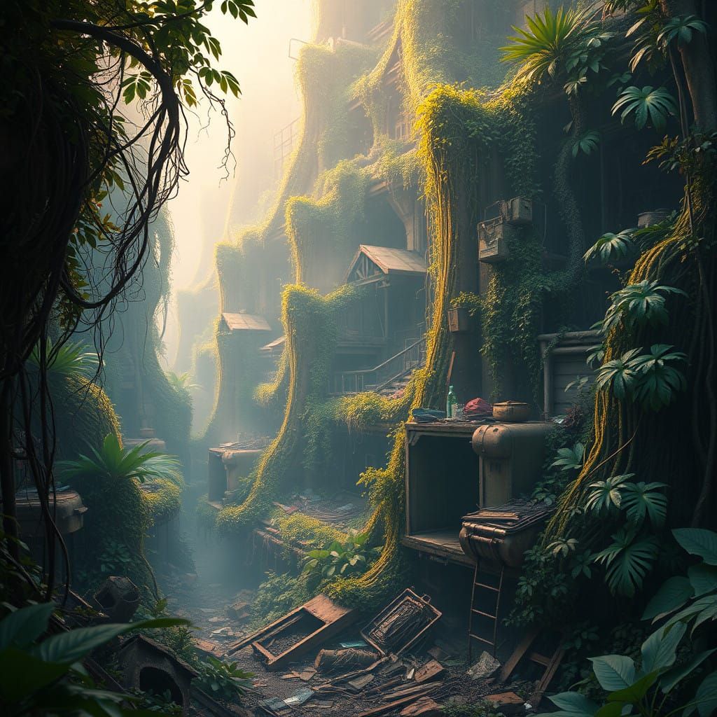 Nature Reclaims a Post-Apocalyptic Cityscape in Vibrant Fant...