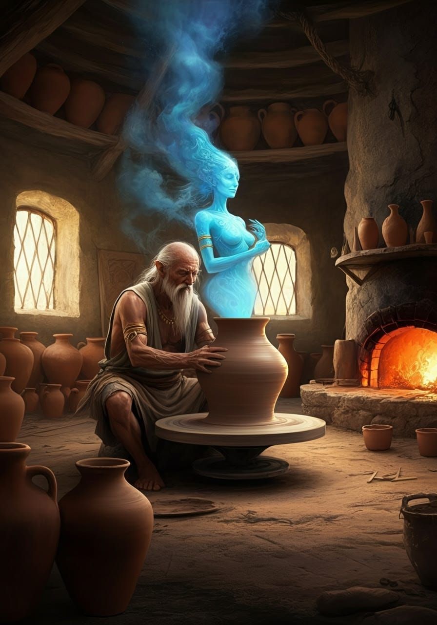 Master Potter Unleashes Blue Genie Spirit in Rock House Stud...