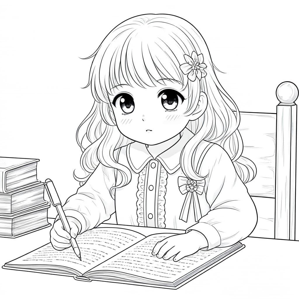 Adorable Anime Girl Invites You to Color Her In