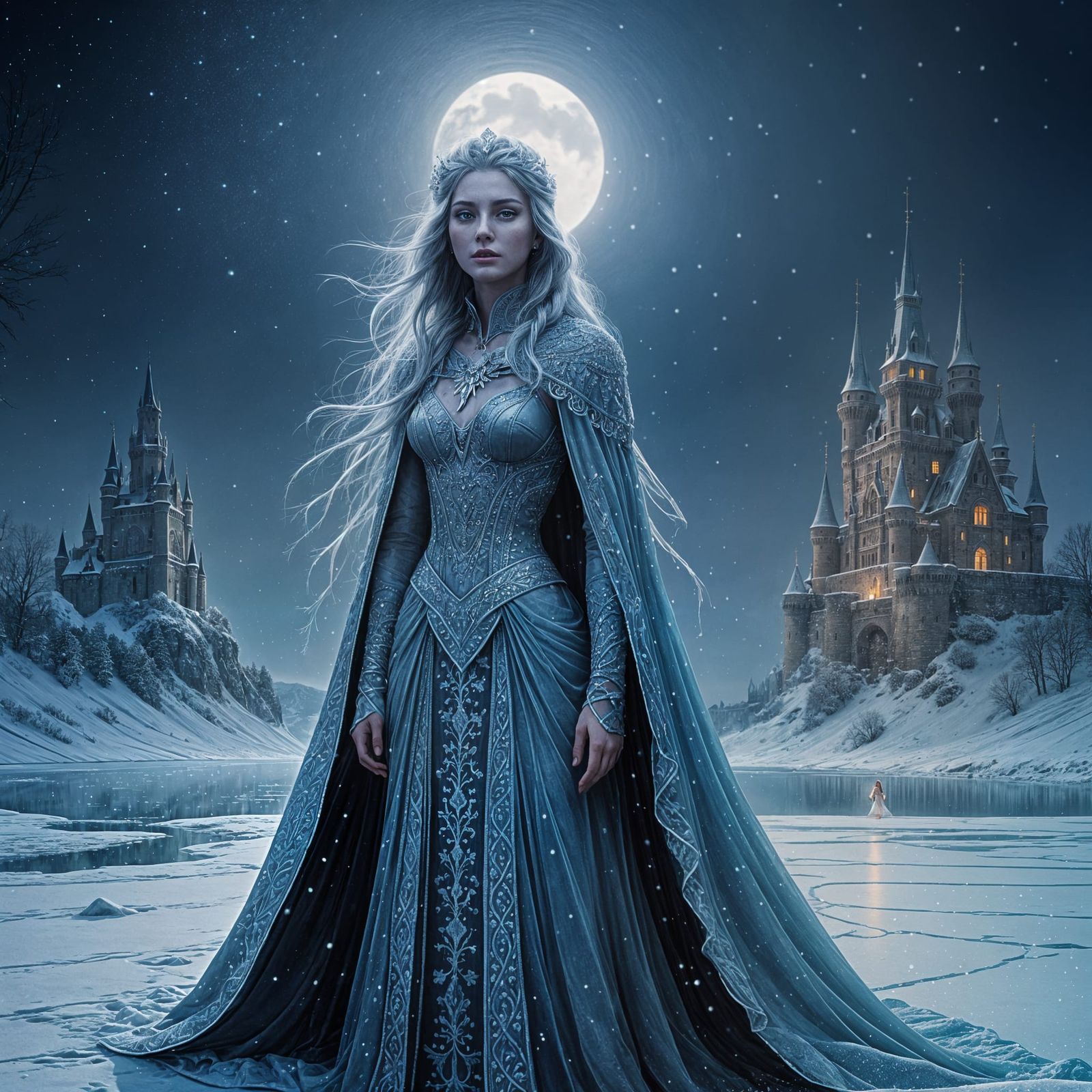 Regal Ice Queen Reigns Supreme on Frozen Lake