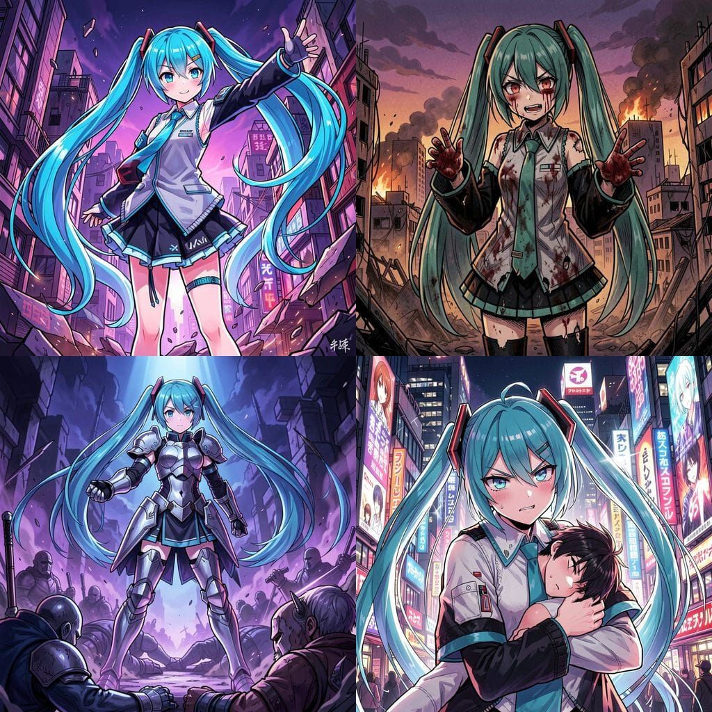 Hatsune Miku Depicted in Anime Key Visual Style