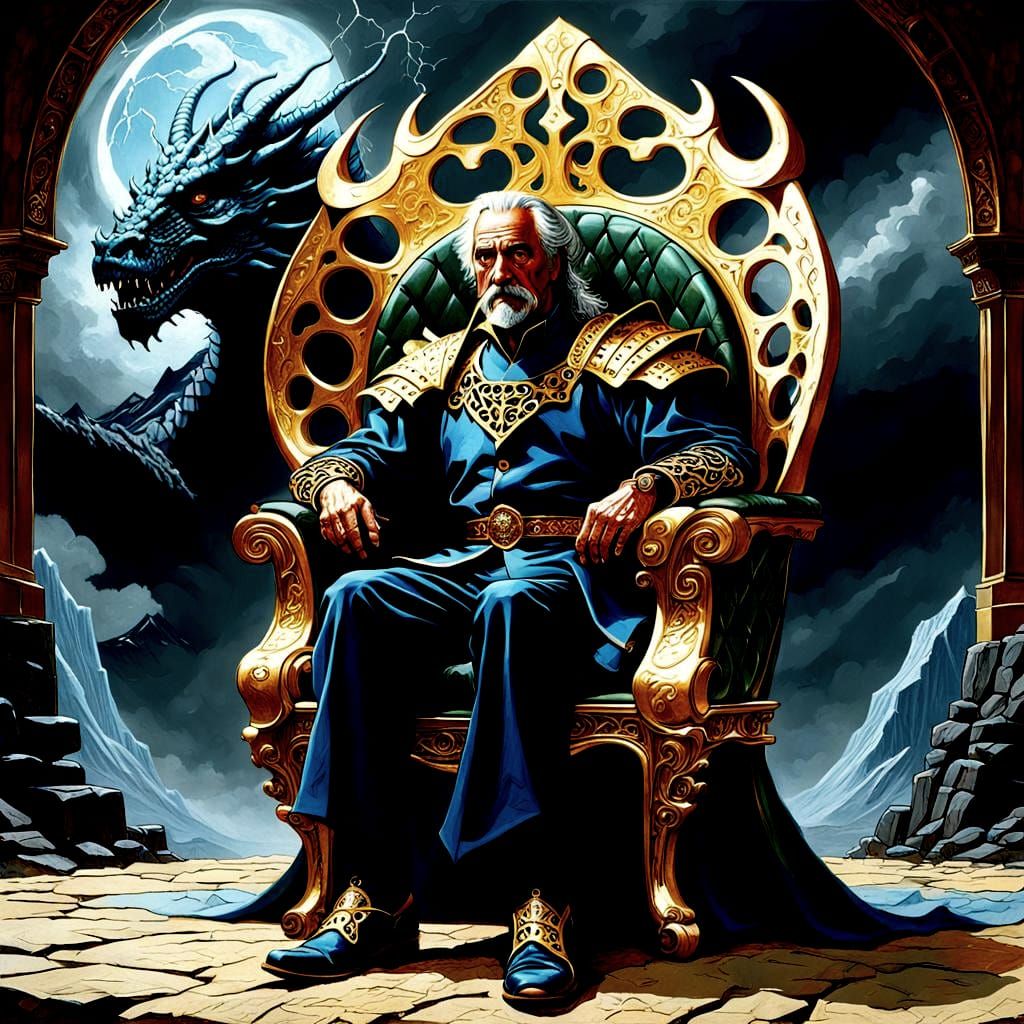 Ineluki Storm King Portrait on Dragonbone Chair