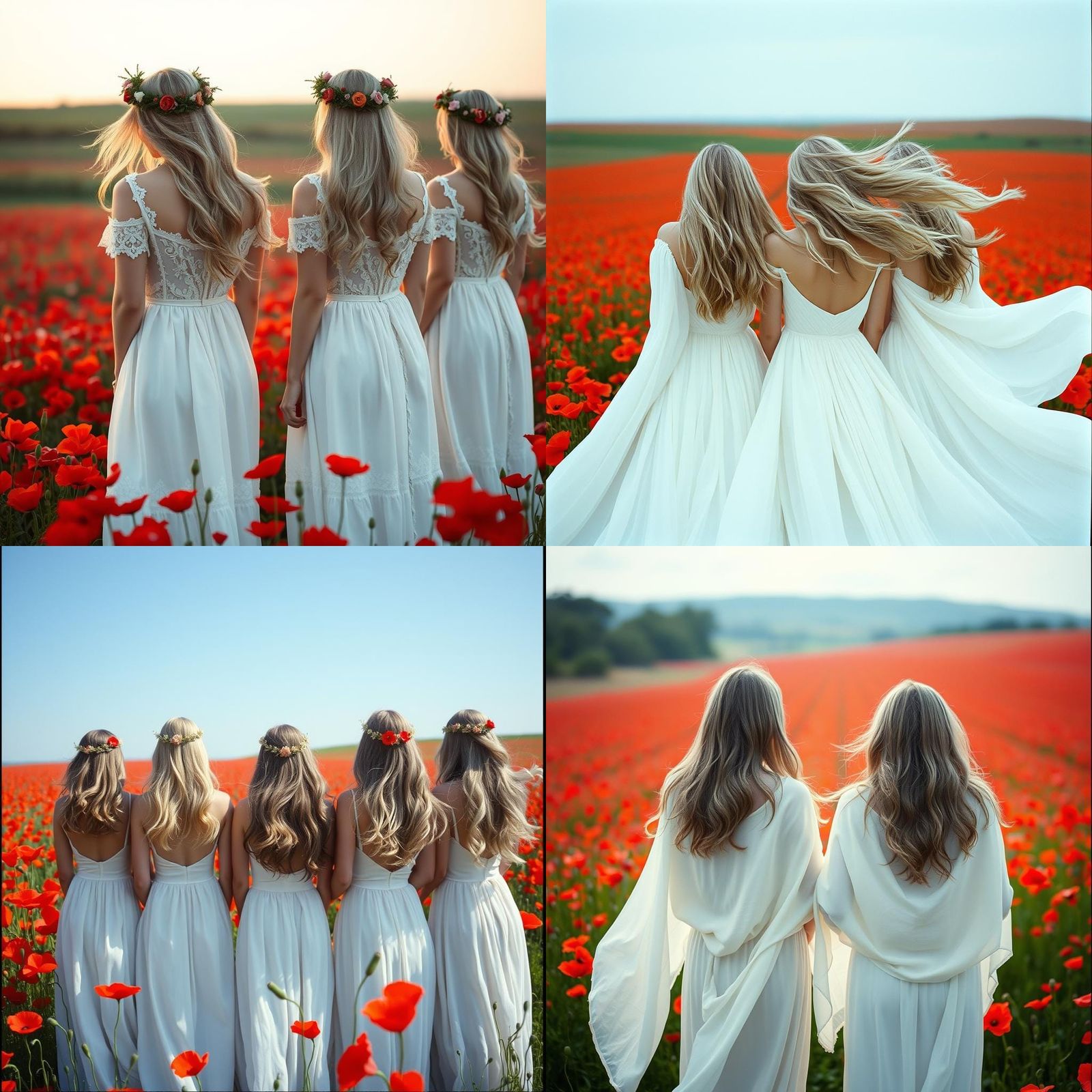 Poppy Field with Women in White, Cinematic Style
