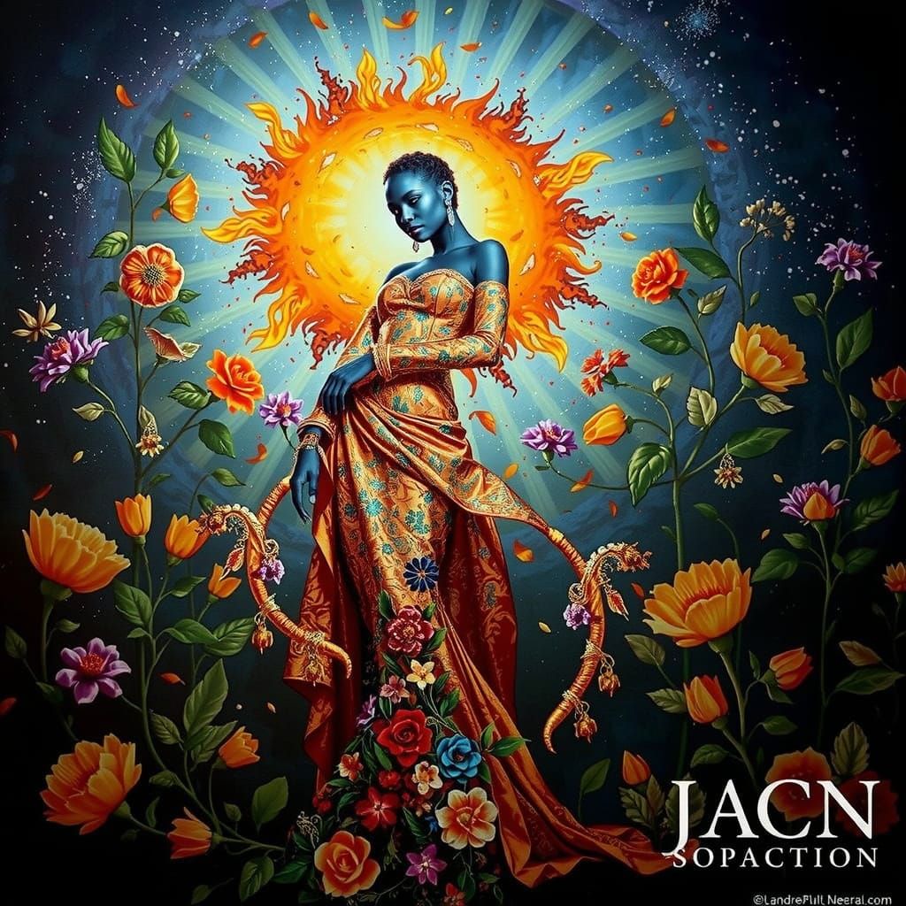 Psychedelic Garden Bloom with Cosmic Mystery