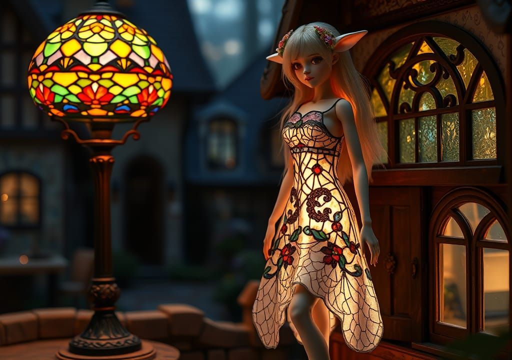Ethereal Elf Doll in Art Nouveau Style