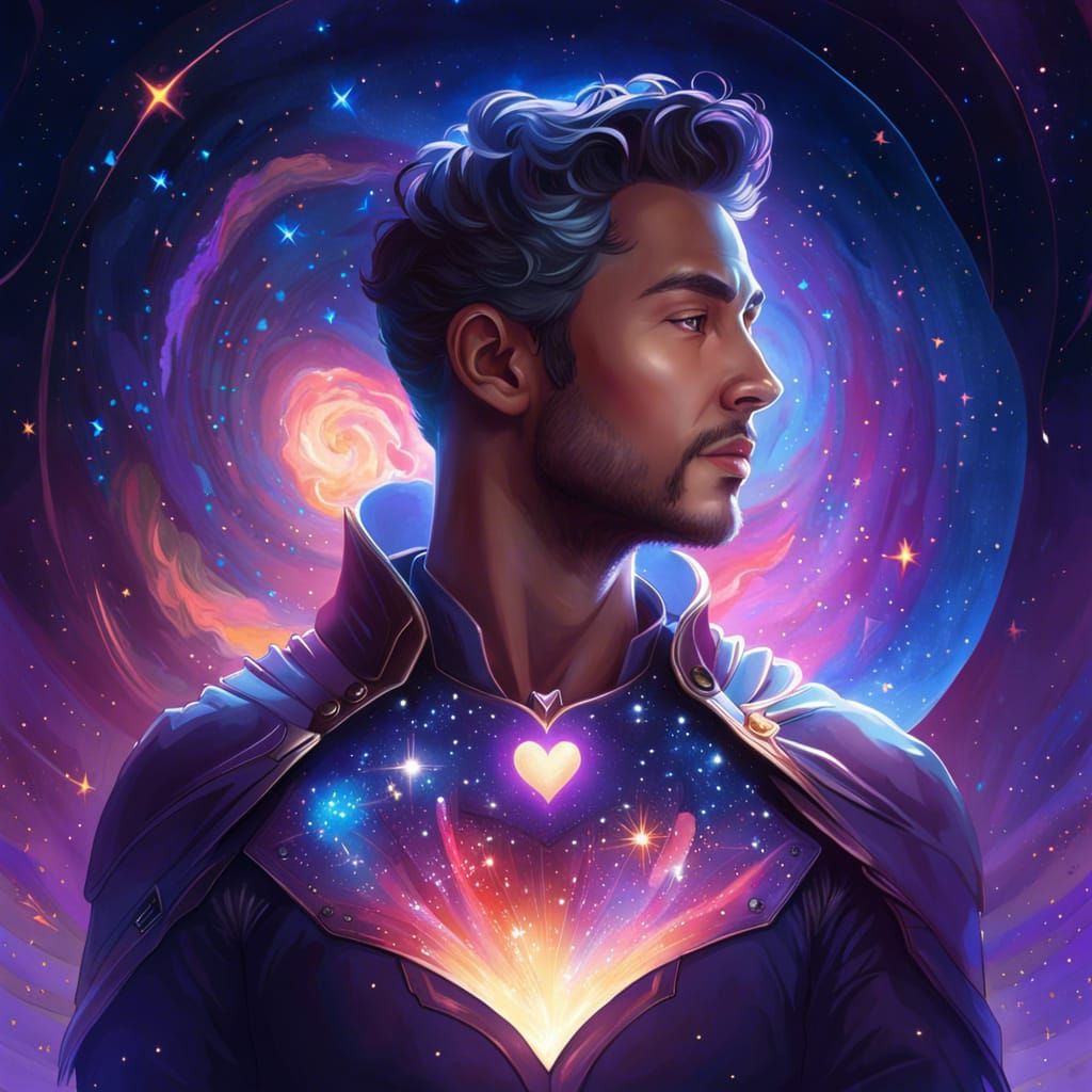 Galactic Heart Man: Detailed Digital Art