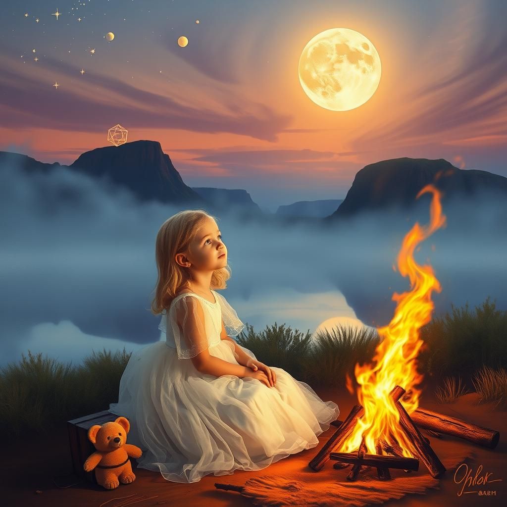 Ethereal Girl and Spirit in Dreamlike Australian Scene