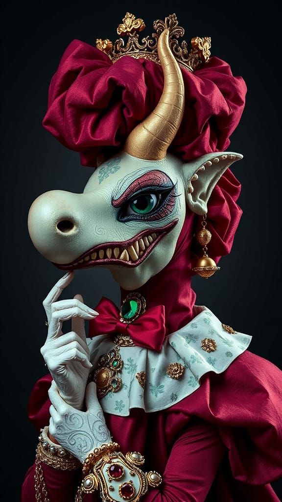Rococo Queen Fusion of Spawn and Mario in Melmoth Style