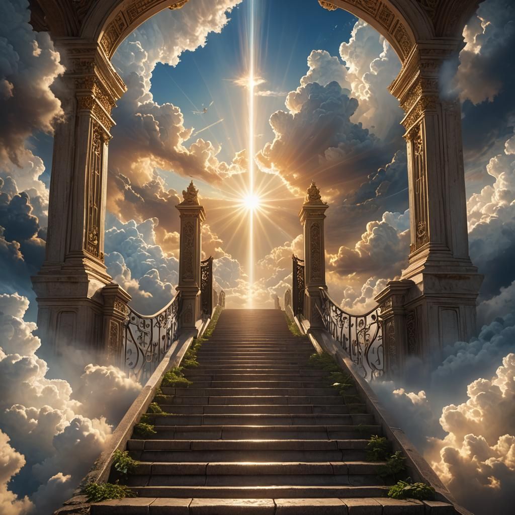 Heavenly Gate at the Stairway's End: Digital Matte Painting