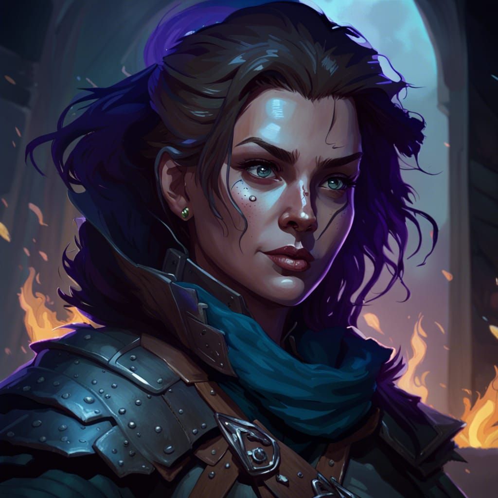 Female Adventurer Portrait in Dungeons and Dragons Style