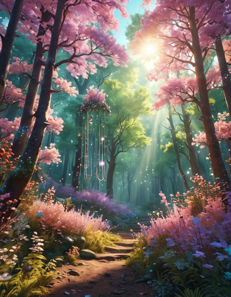 Fantasy Forest Swing in Holographic Pastel Colors