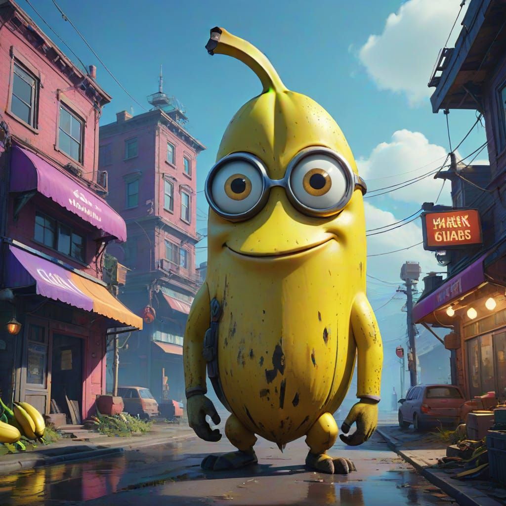 Whimsical Banana in Dreamlike Fantasy World