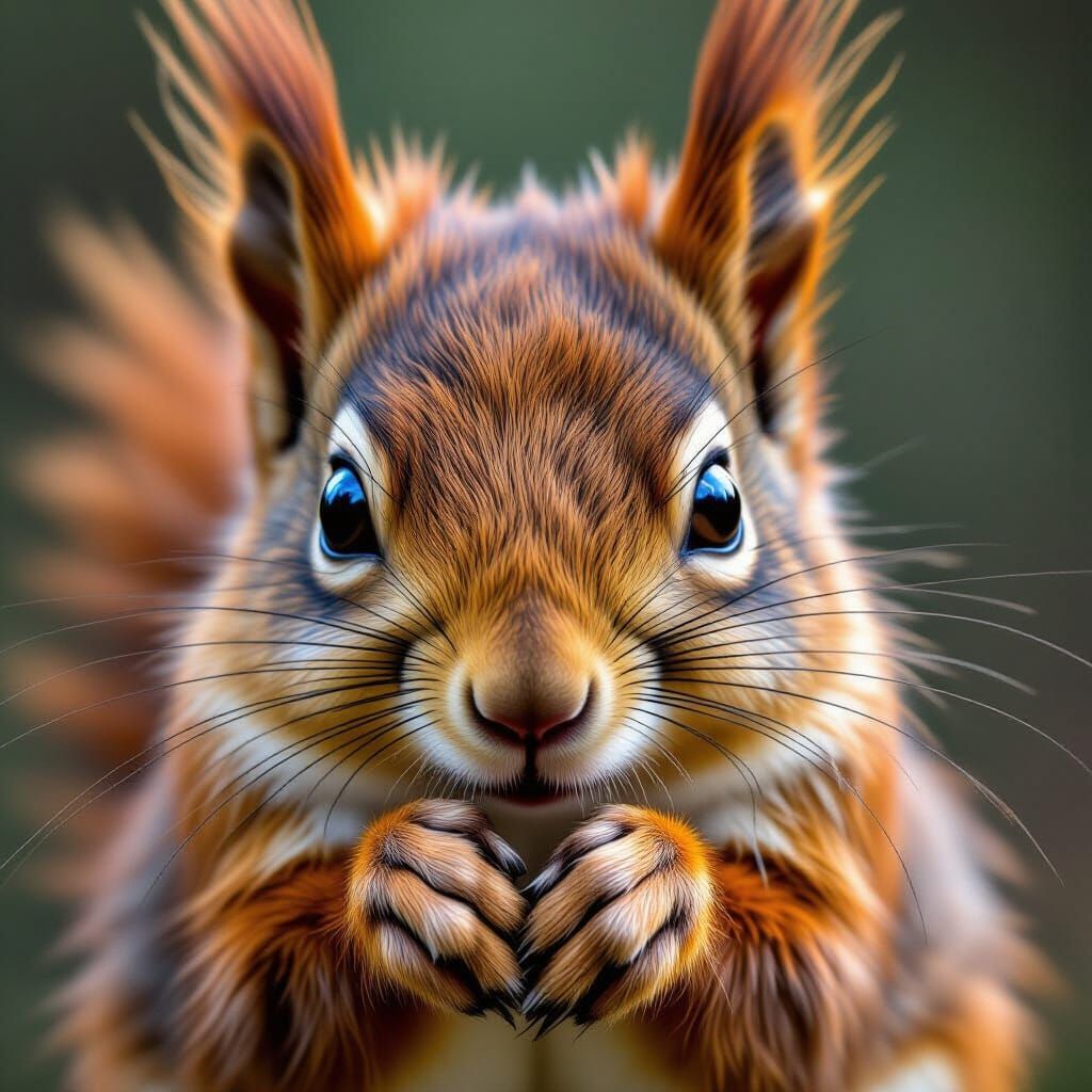 Hyperrealistic Red Squirrel Portrait