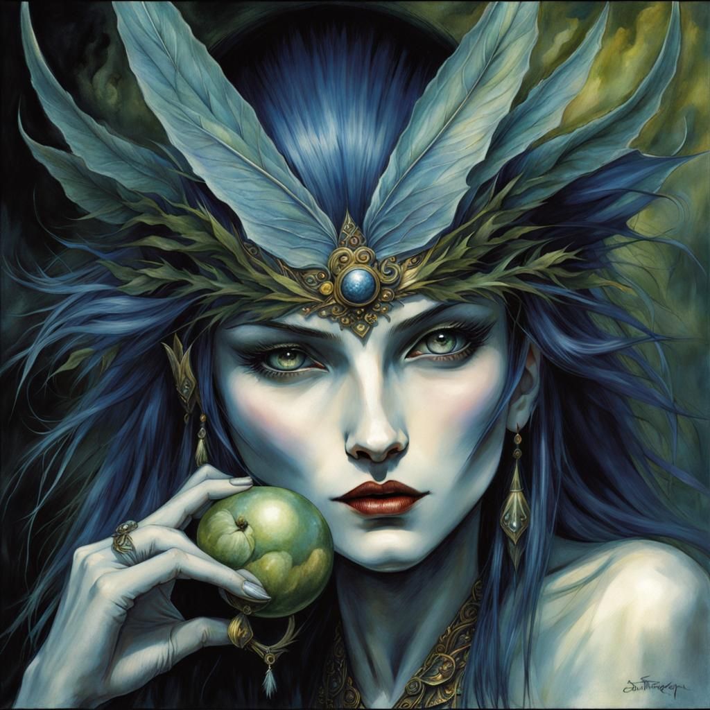 Tempting Magical Figure in Dark Nature, Digital Art