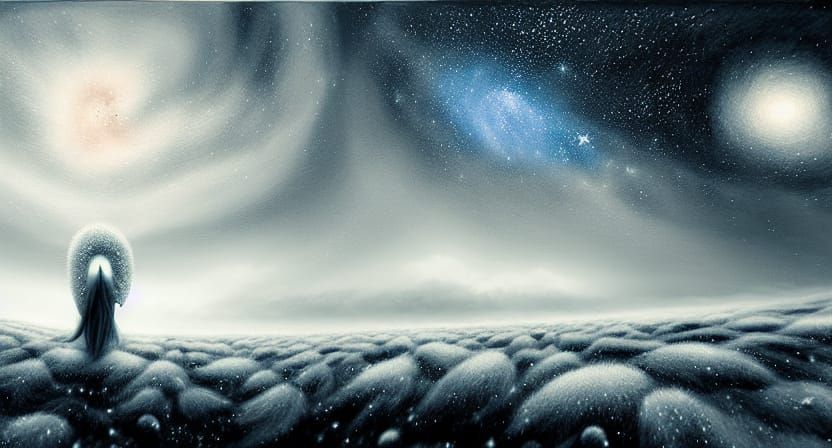 Surreal Horror: Freezing Stars in Ethereal Painting