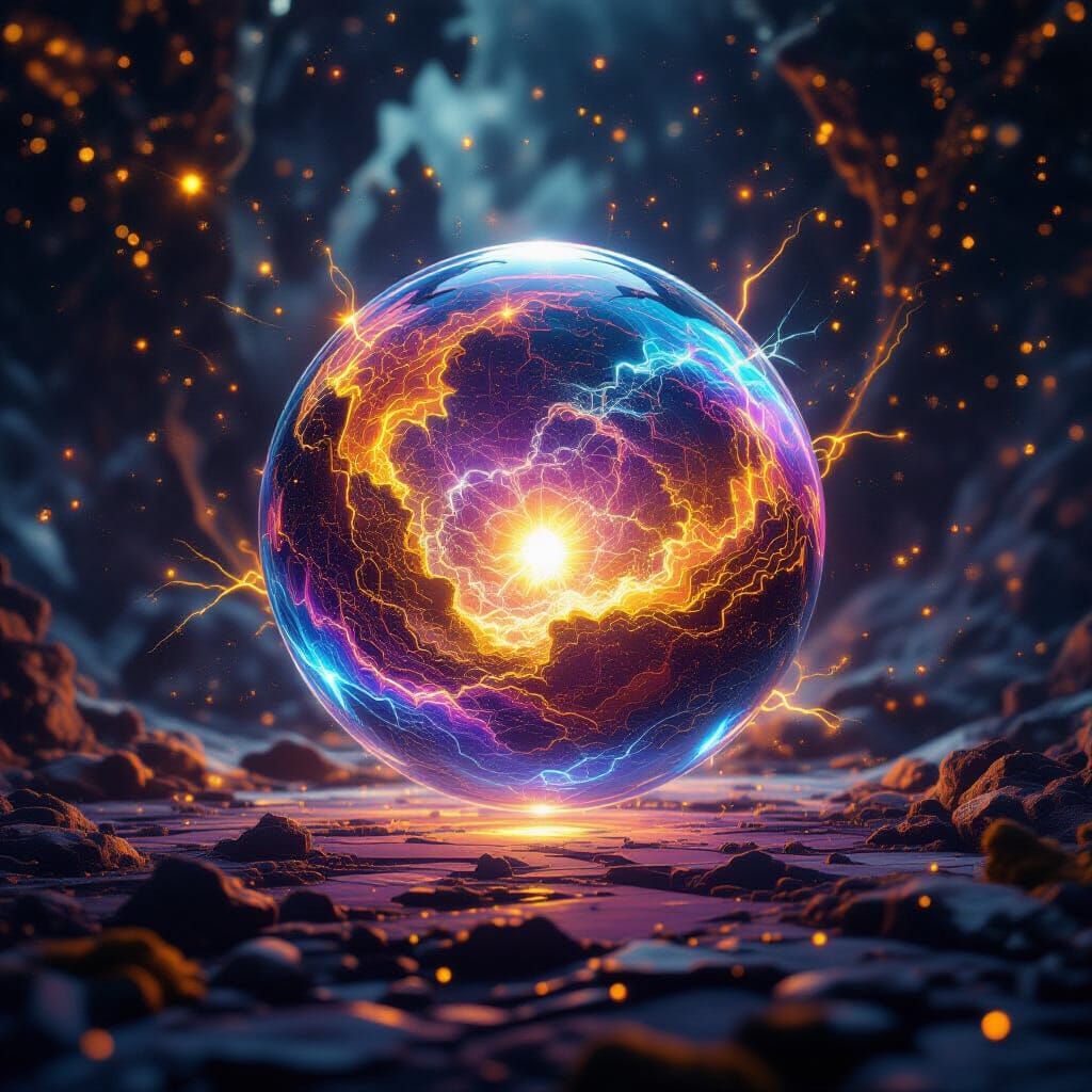 Phantasmal Orb Shattering Reality in Cosmic Scene