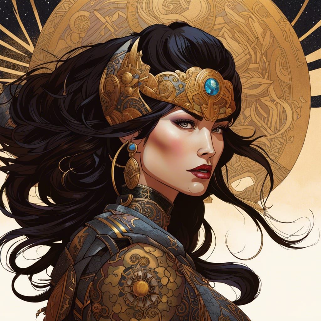 Punk-Rock Viking Woman in Celestial Armor