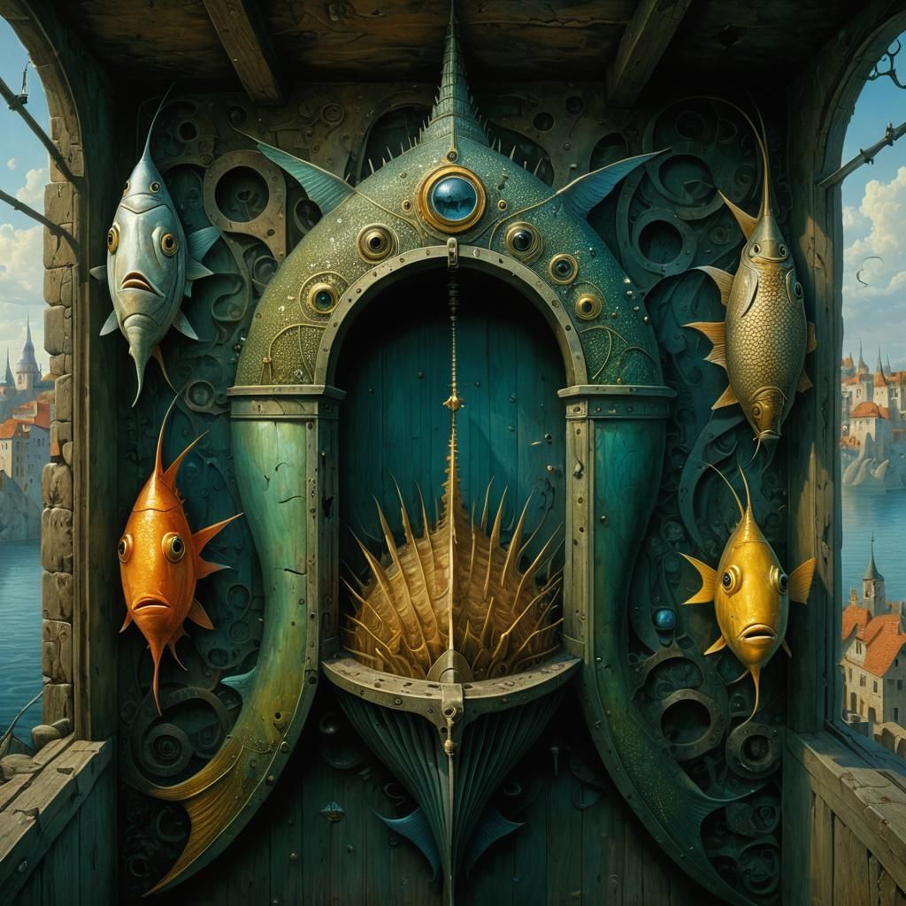 Surreal Fish Nailed to Wall: Magic Realism