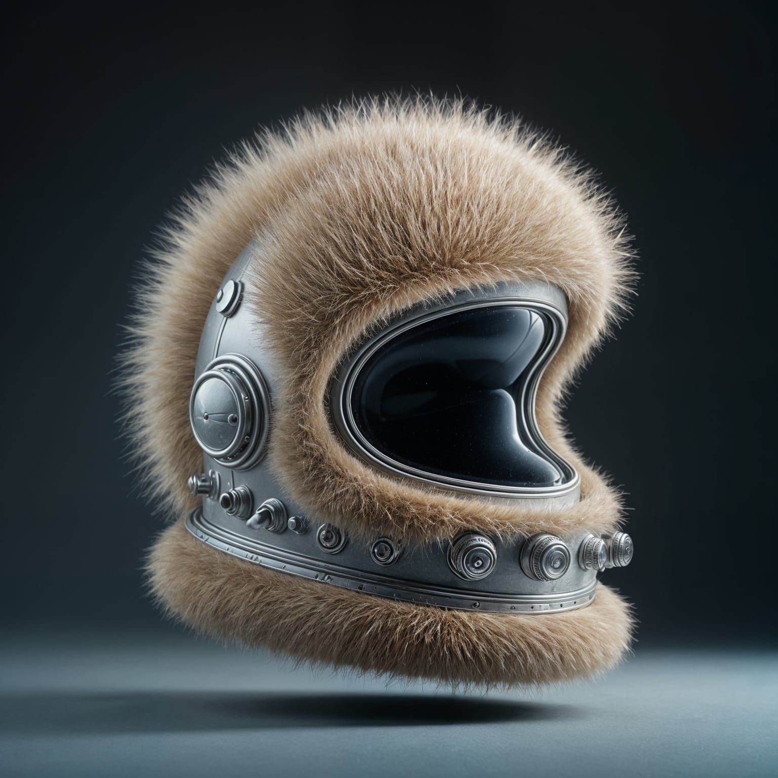 Surreal Fluffy Space Helmet in 3D Render