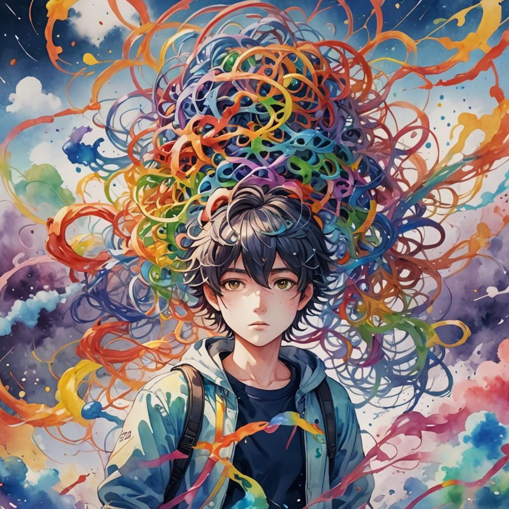 neurodivergent, watercolor style, being different, rainbow i...