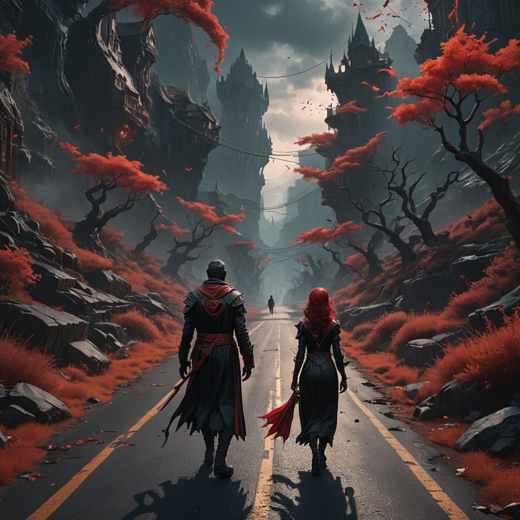 Spectral Pisces Walks Dying Road: Fantasy Concept Art