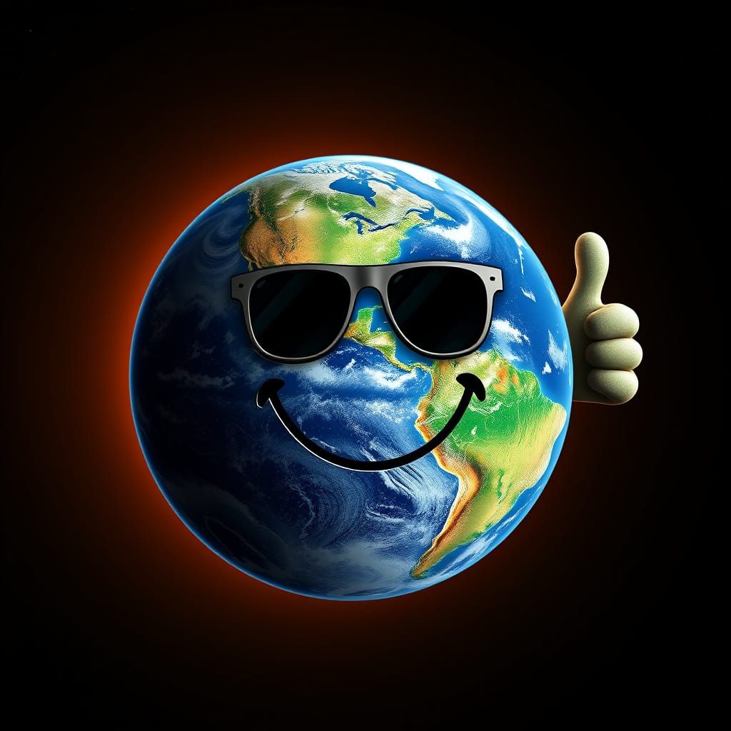 Earth as a Smiling Face in Outer Space