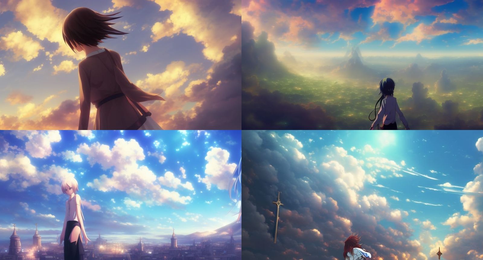 Heavenly Sky Cathedral in Anime Key Visual Style