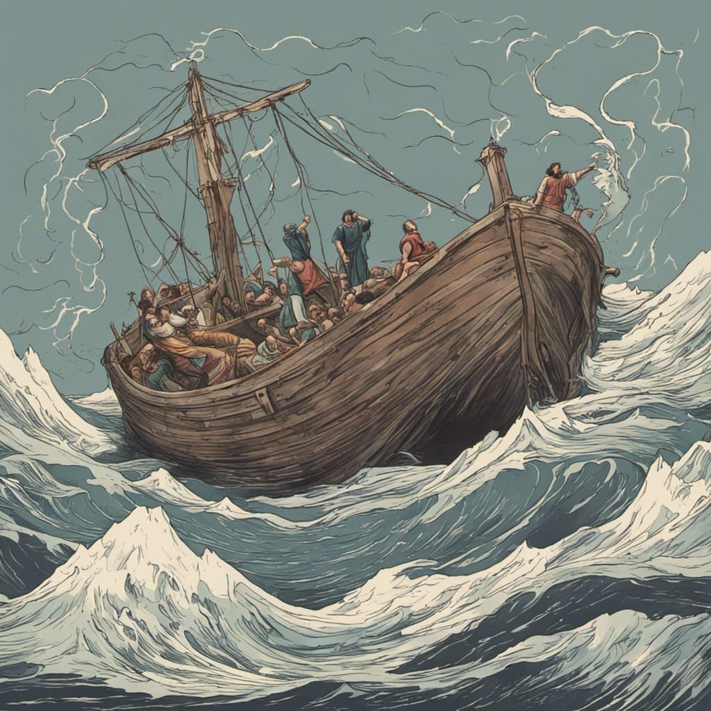 Jonah and the Whale: Hyperrealistic Storm at Sea