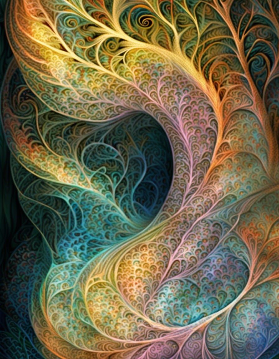 Crystal Fractal Forest with Radiant Webbing in 4D