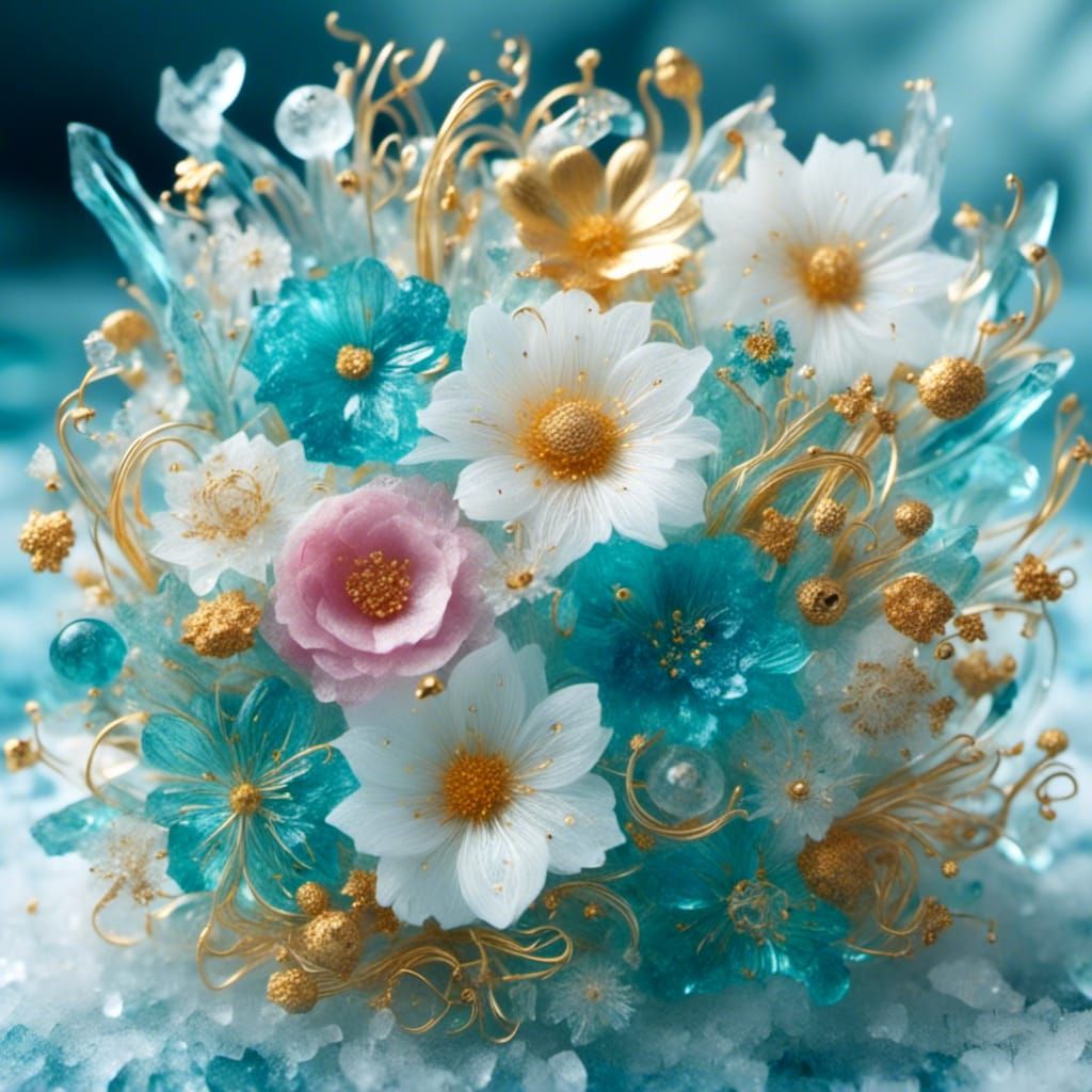 Golden Floral Bouquet in Crystal-Clear Detail