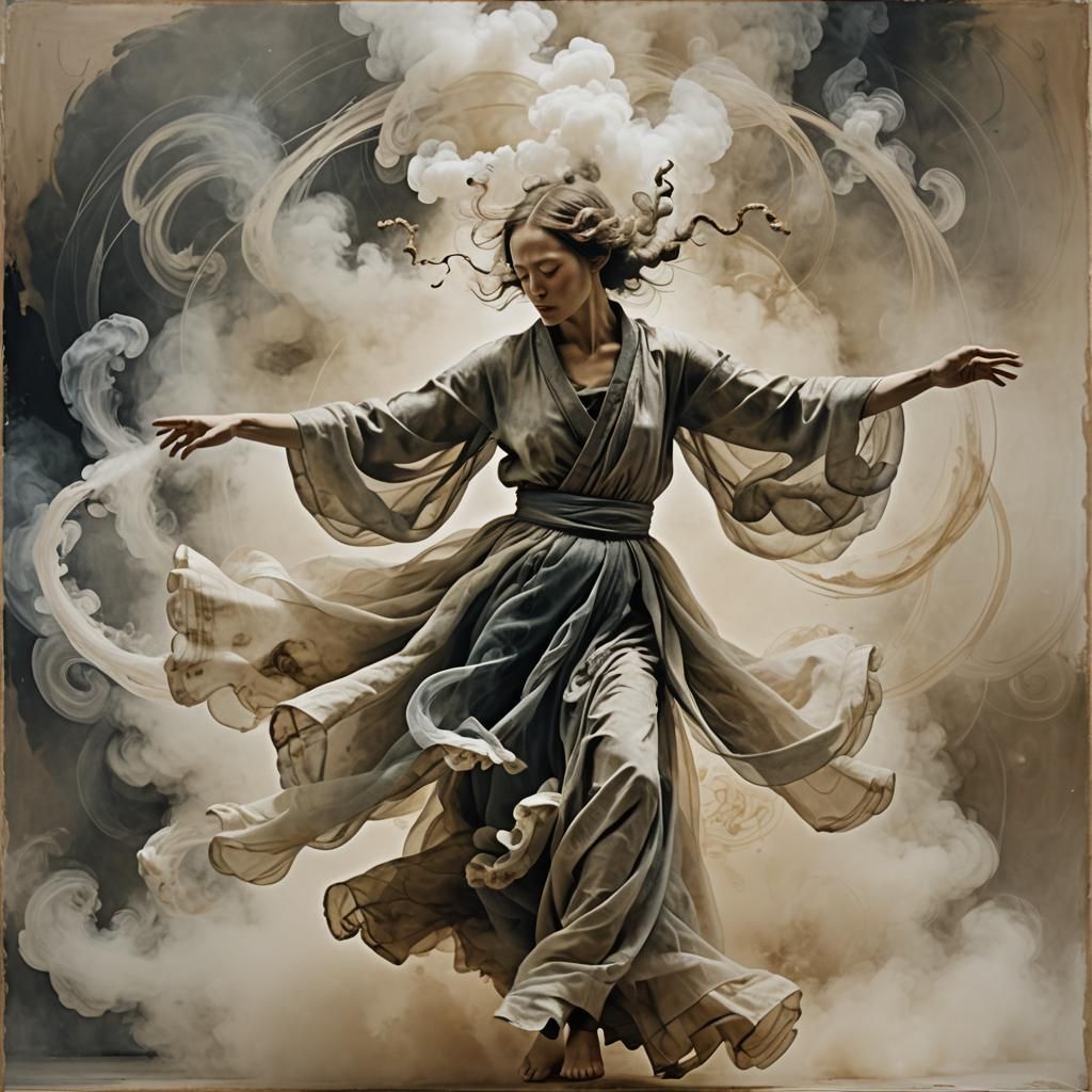 Ethereal Smoke Dancer Inspired by Abstract Art