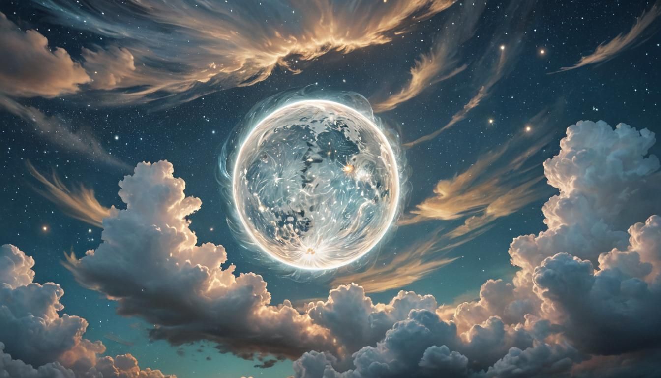 Celestial Orb of Light in Starry Night Sky