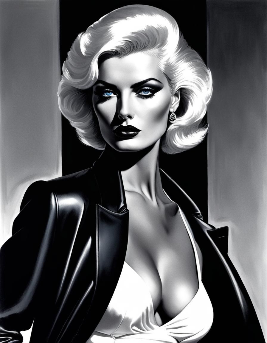 Powerful Woman with Short White Hair