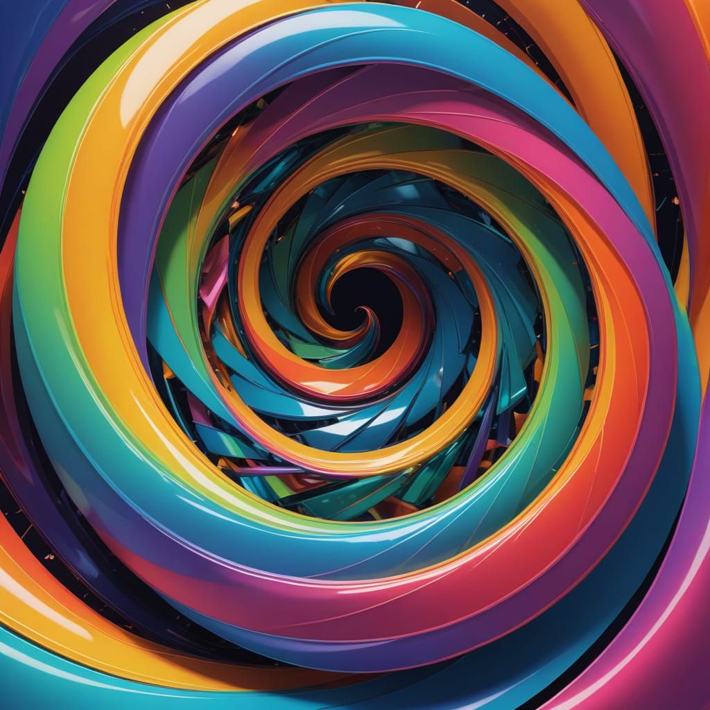 Rotating Möbius Strip in Swirling Colors