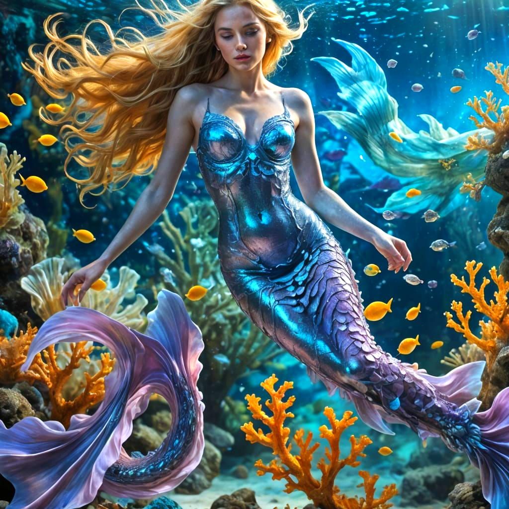 Ethereal Mermaid Reigns Over Sunken Atlantis
