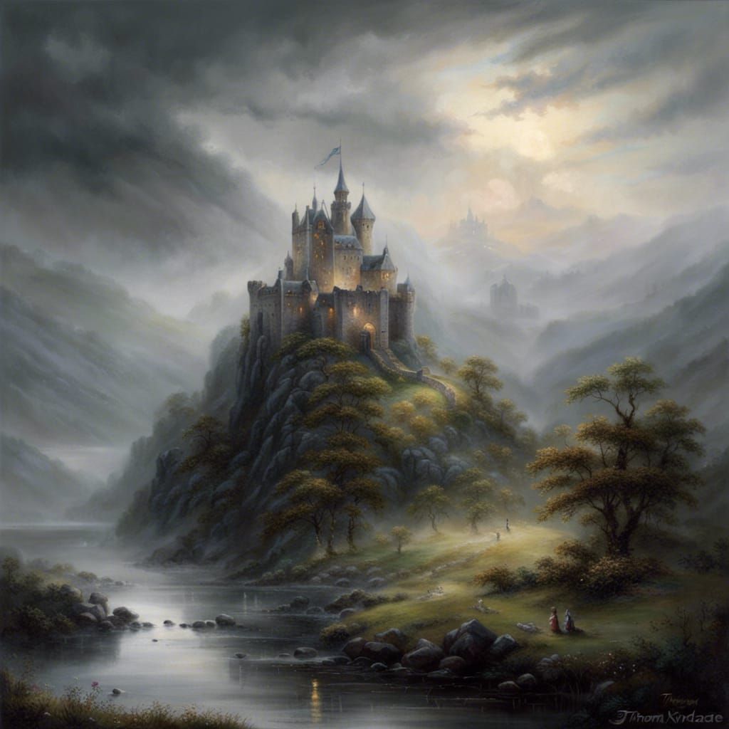 Medieval Castle with Dancing Faeries in Scottish Highlands