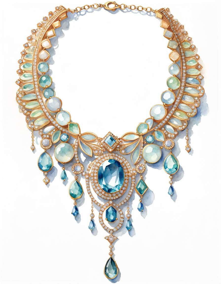 Edwardian Romantic Jewelry: Watercolor Art Deco Design