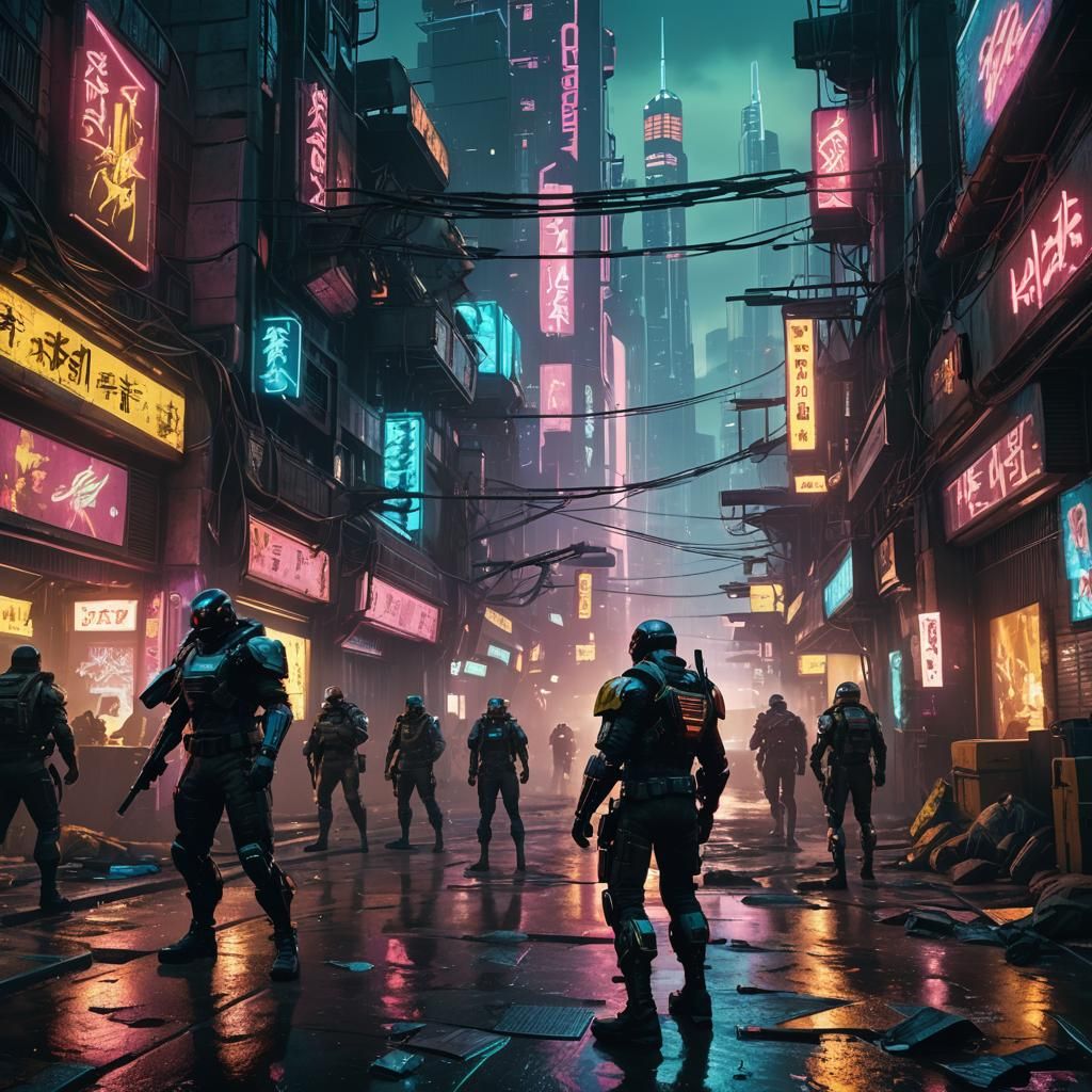 Cyberpunk Soldiers Clash with WWII Troops in Ruined City