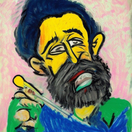 A poorly drawn cartoon portrait of a male, cartoony, surreal...