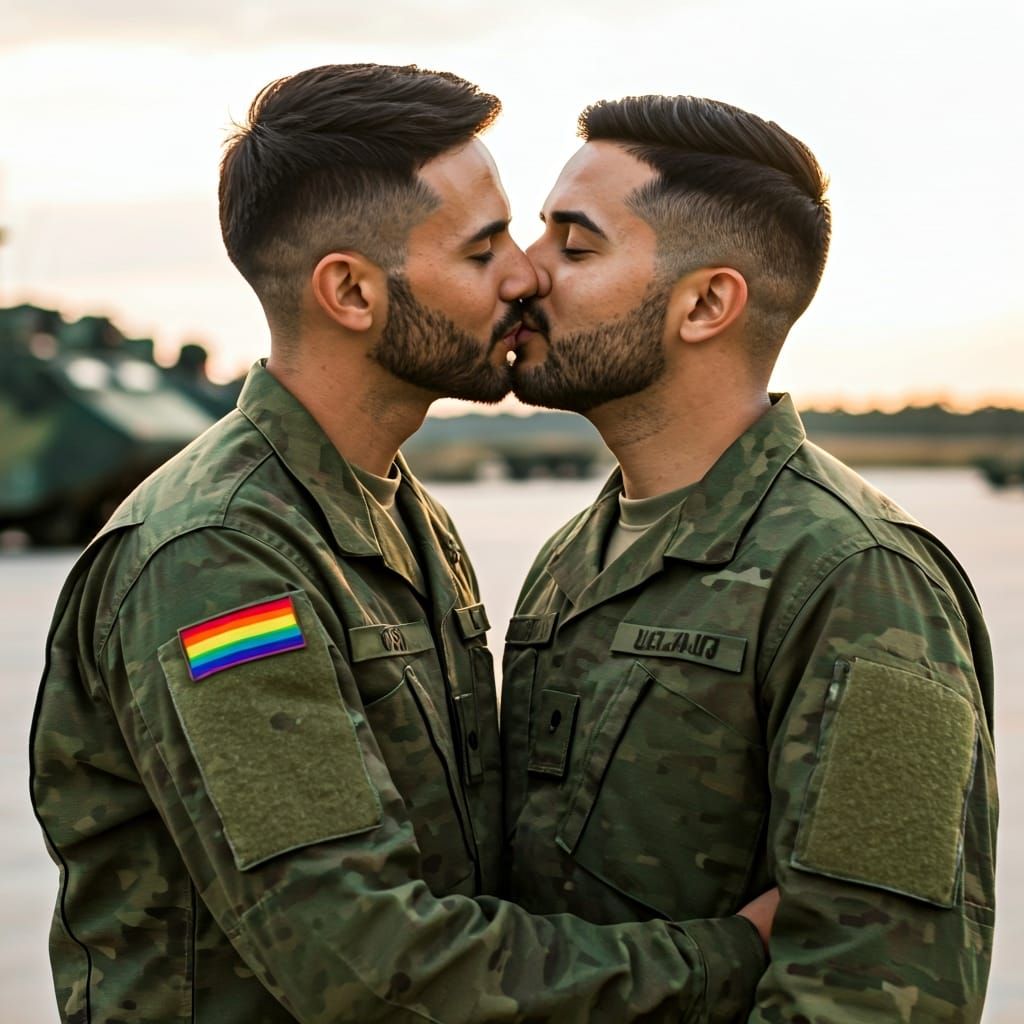 Gay Soldiers Share a Kiss in Tender Photograph