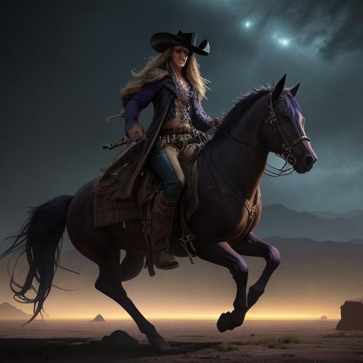 Western Outlaws in Desert Rain with Lightning