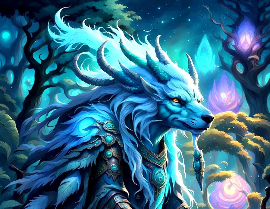 Teal Scaled Fantasy Creature in Manga Art Style