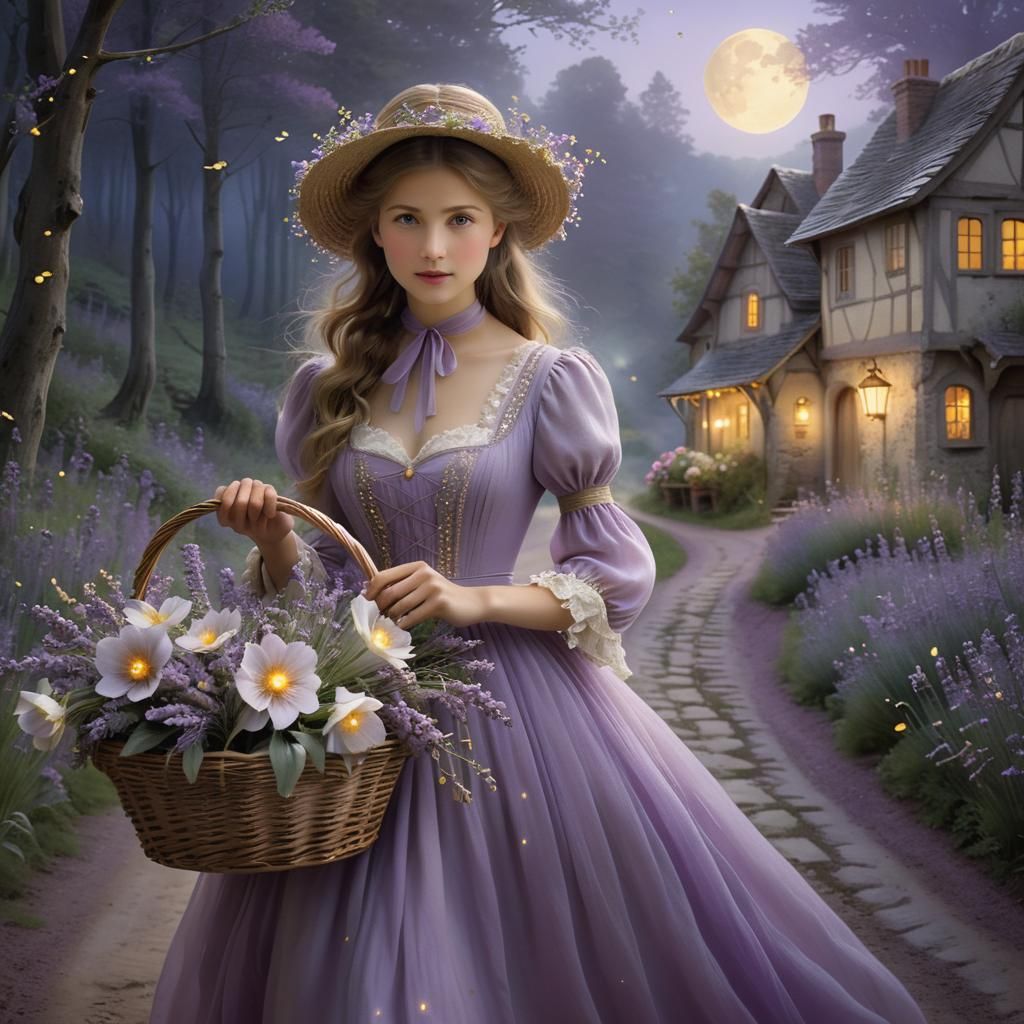 Enchanting Maiden in Forest Illustration