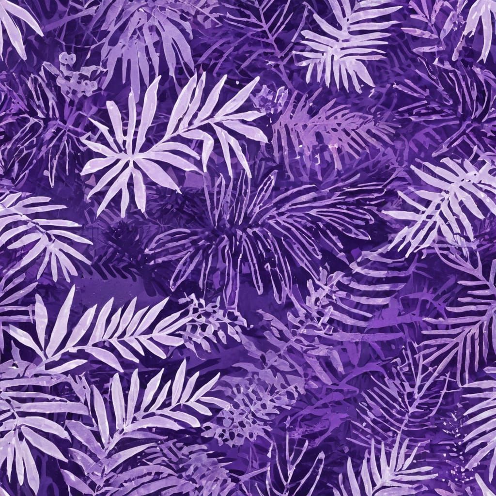 Abstract Surreal Jungle Scene in Purple and Mauve