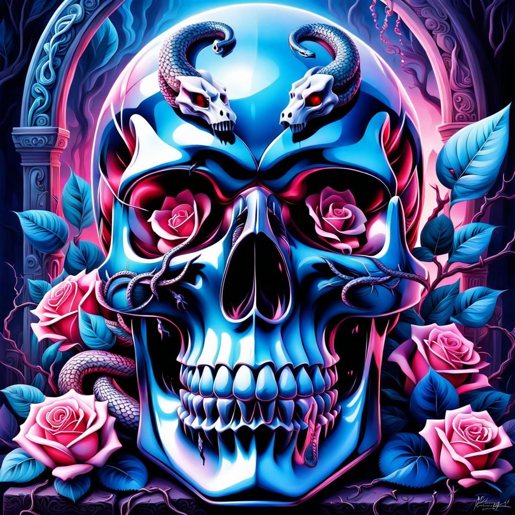 Crystal Skull Snake in Dark Fairytale Style