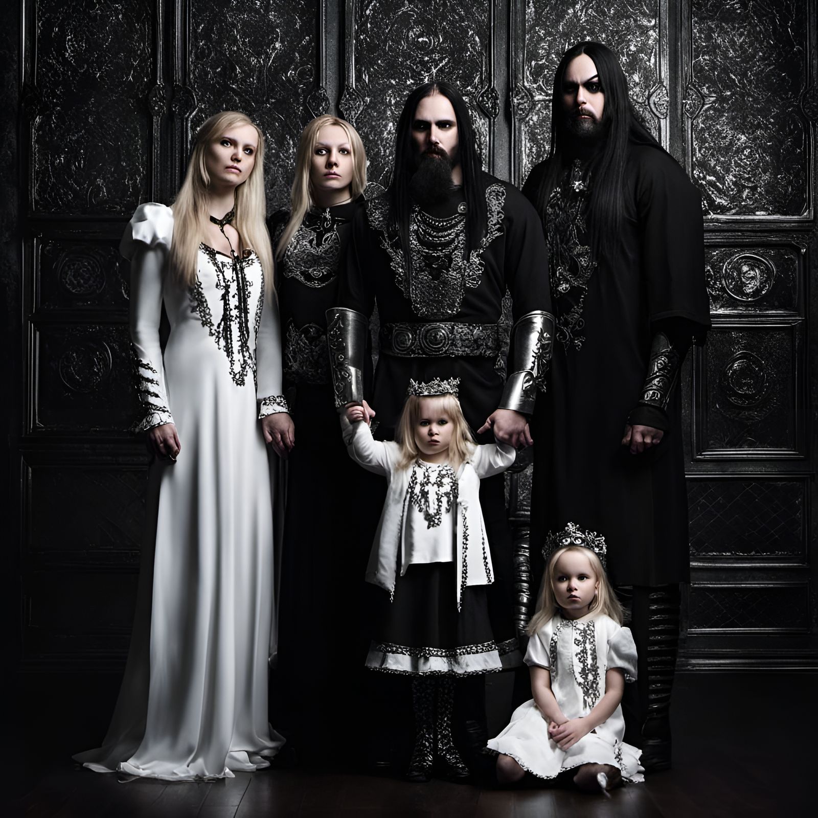 Norwegian Black Metal Family Portrait in Studio